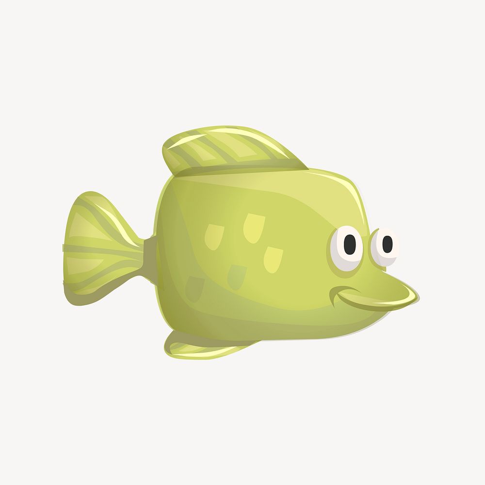 Green fish clipart, animal illustration. Free public domain CC0 image.