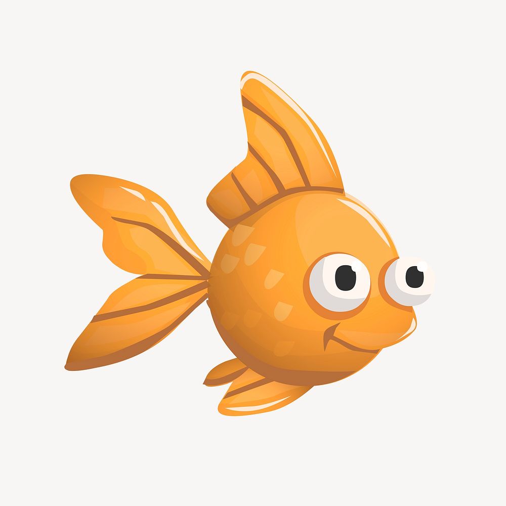 Goldfish sticker, animal illustration psd. Free public domain CC0 image.
