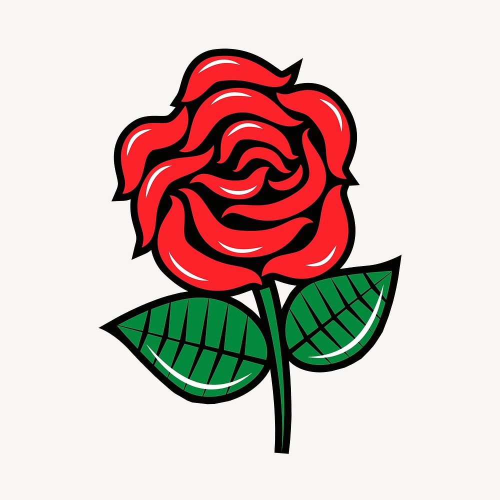 Rose flower clipart, Valentine's Day illustration. Free public domain CC0 image.
