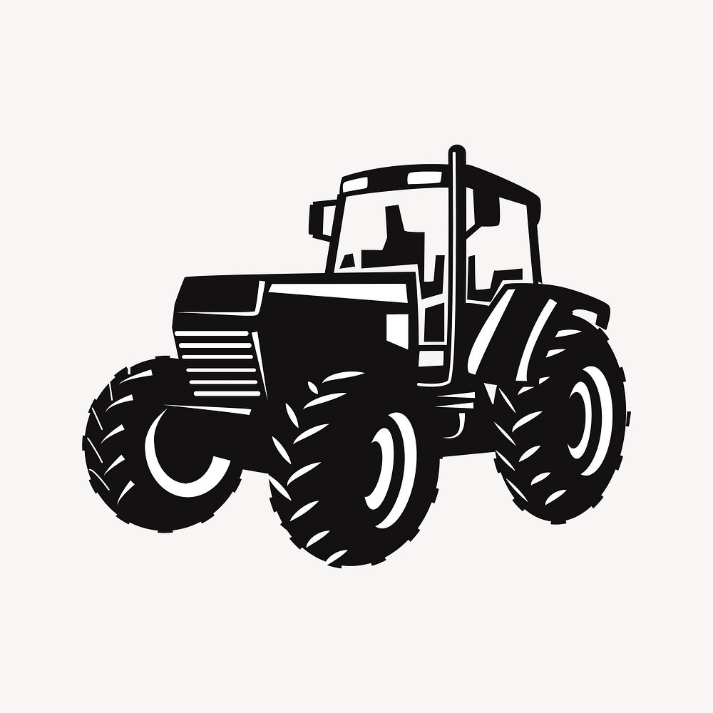 Tractor silhouette clipart, vehicle drawing. Free public domain CC0 image.