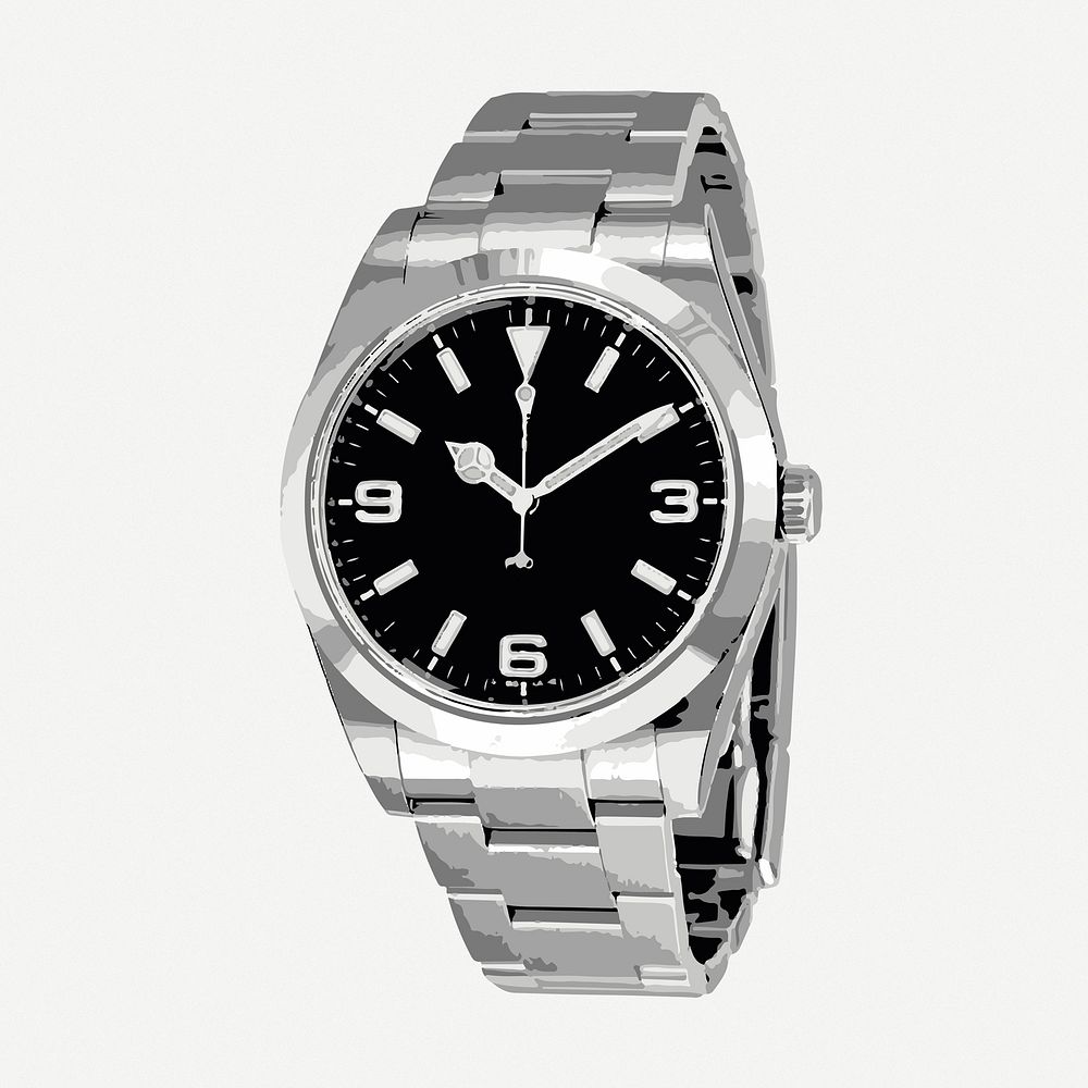 Metal wrist watch clipart, collage element illustration psd. Free public domain CC0 image.