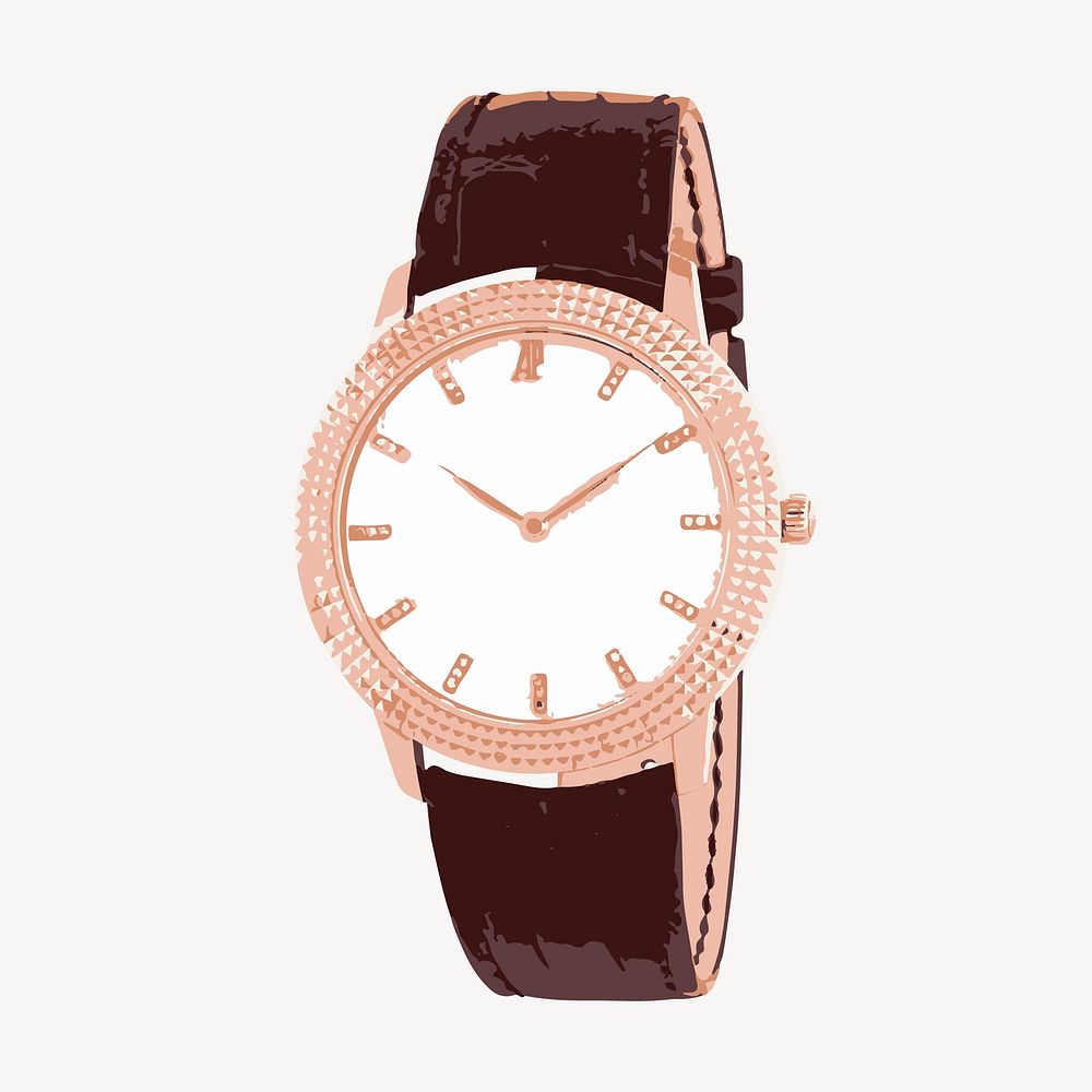 Realistic leather watch clipart, illustration vector. Free public domain CC0 image.