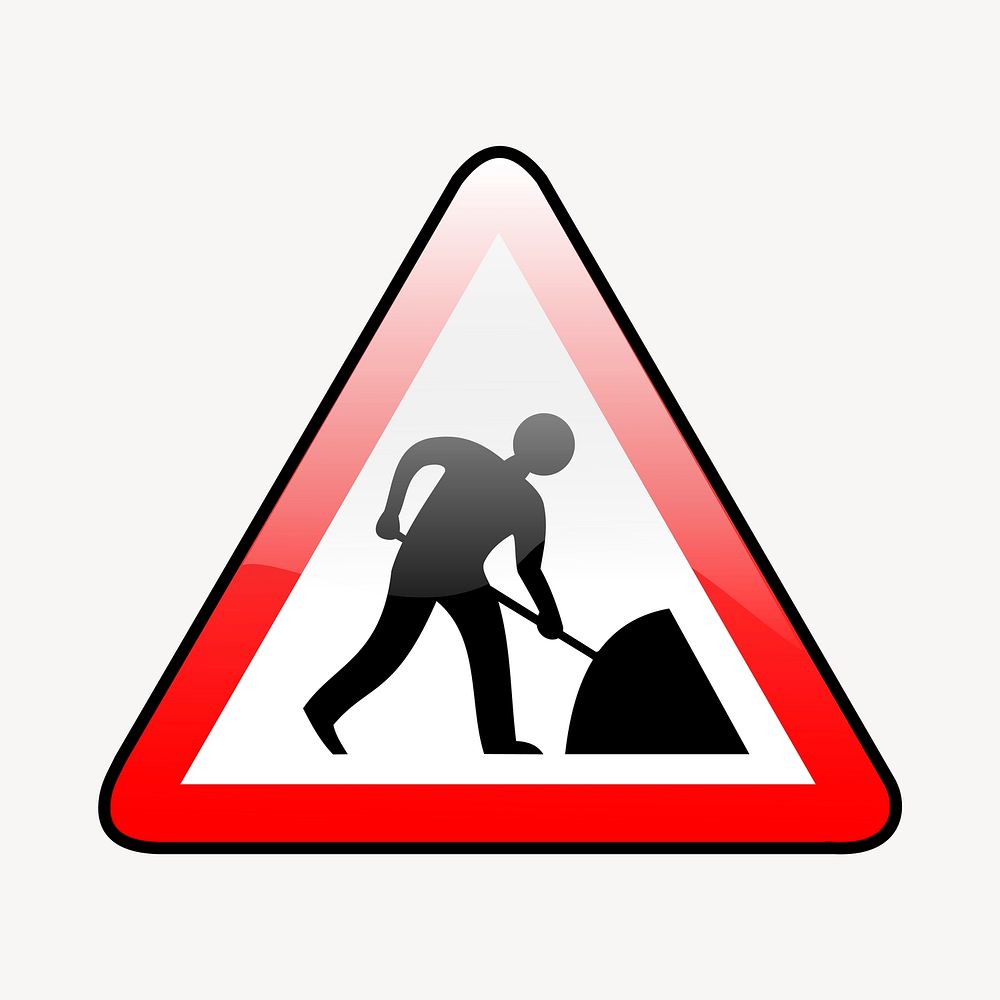 Road work sign clipart, construction illustration vector. Free public domain CC0 image.
