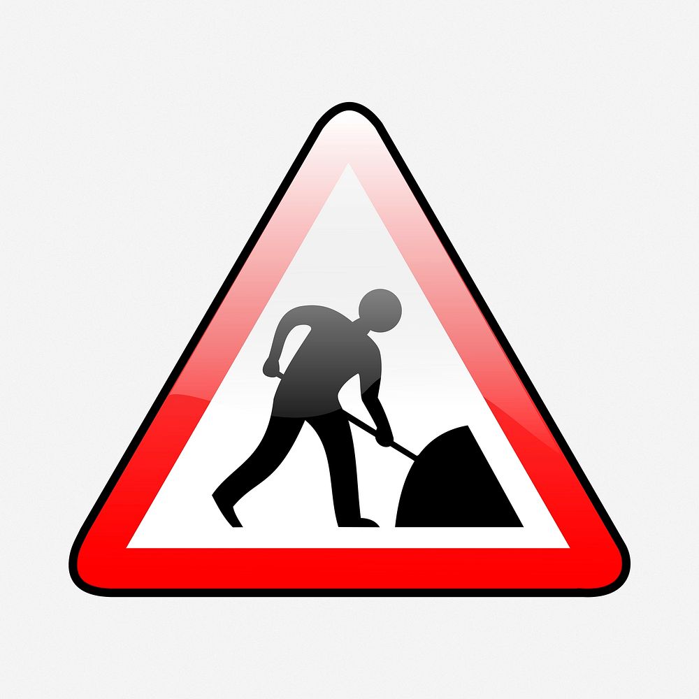 Road work sign clipart illustration. Free public domain CC0 image.