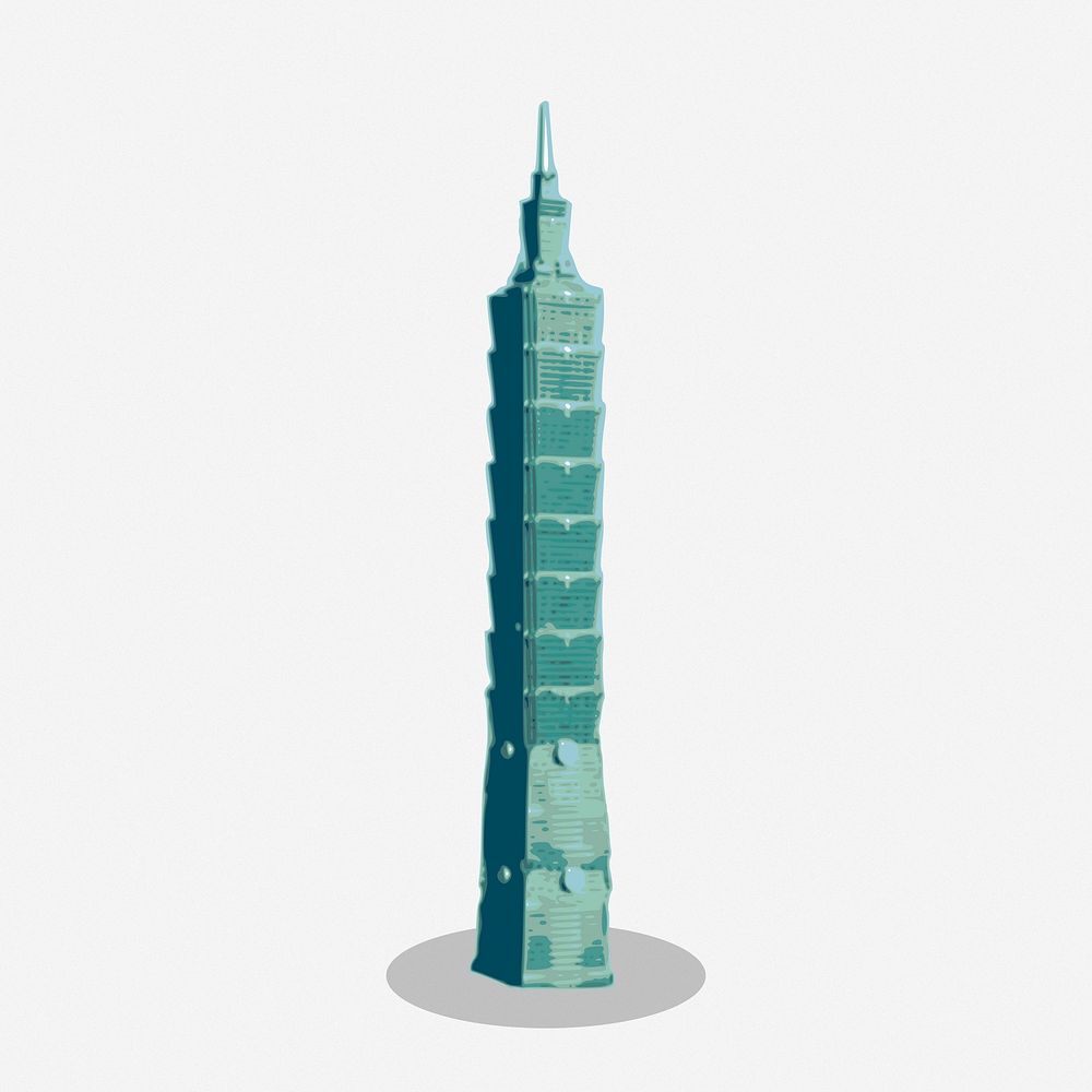 Taipei 101 tower clipart illustration. Free public domain CC0 image.