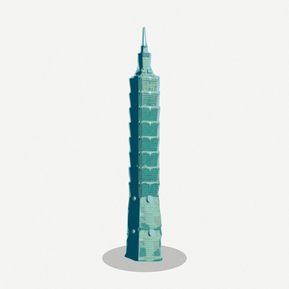 Taipei 101 tower clipart, collage element illustration psd. Free public domain CC0 image.
