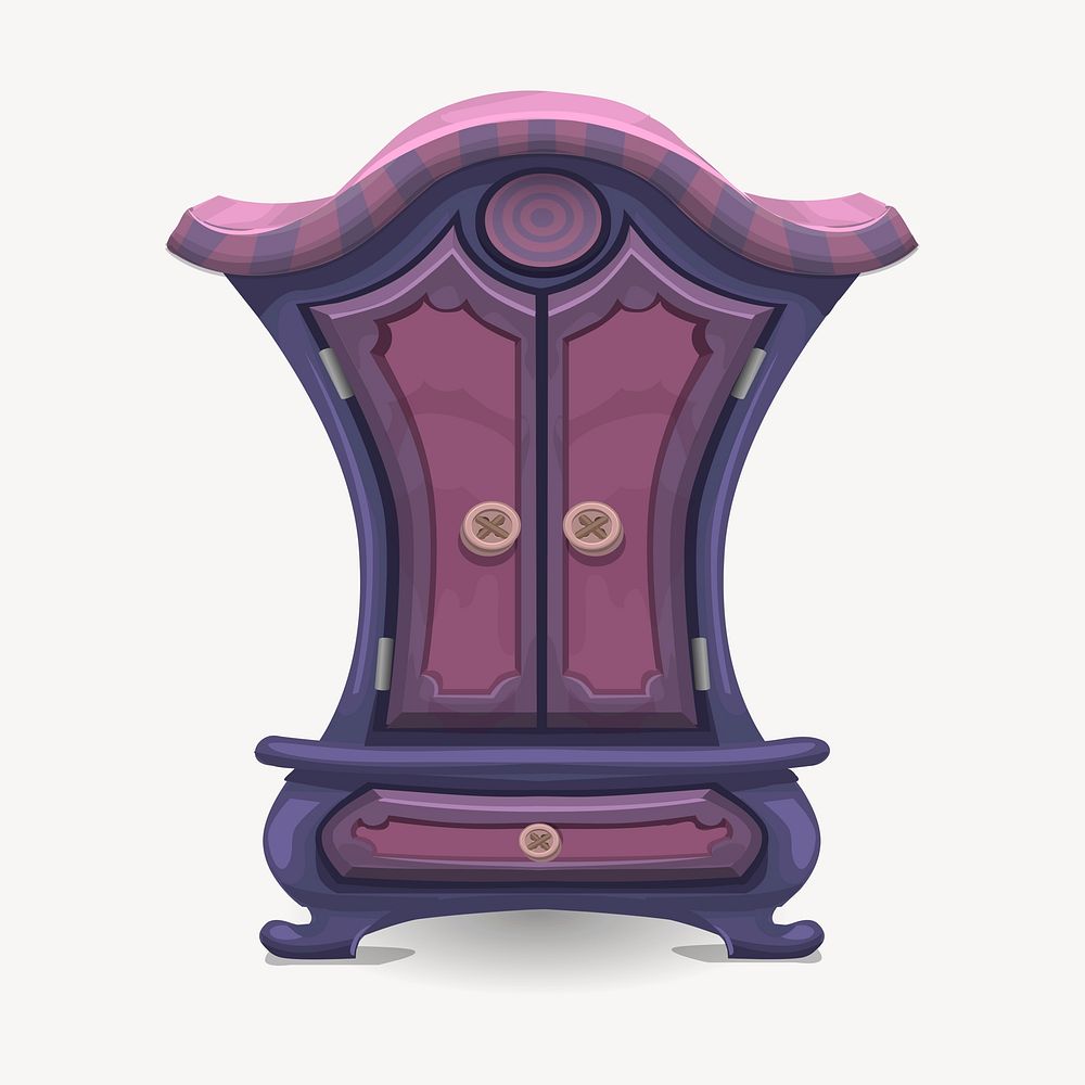 Purple wardrobe furniture clipart, illustration vector. Free public domain CC0 image.