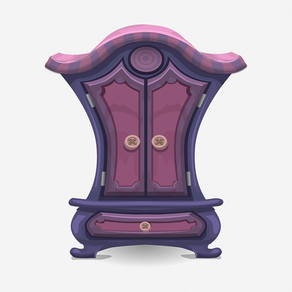 Purple wardrobe furniture clipart illustration. Free public domain CC0 image.