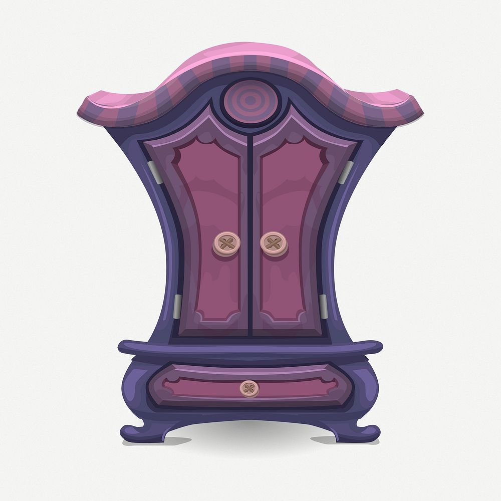 Purple wardrobe furniture clipart, collage element illustration psd. Free public domain CC0 image.