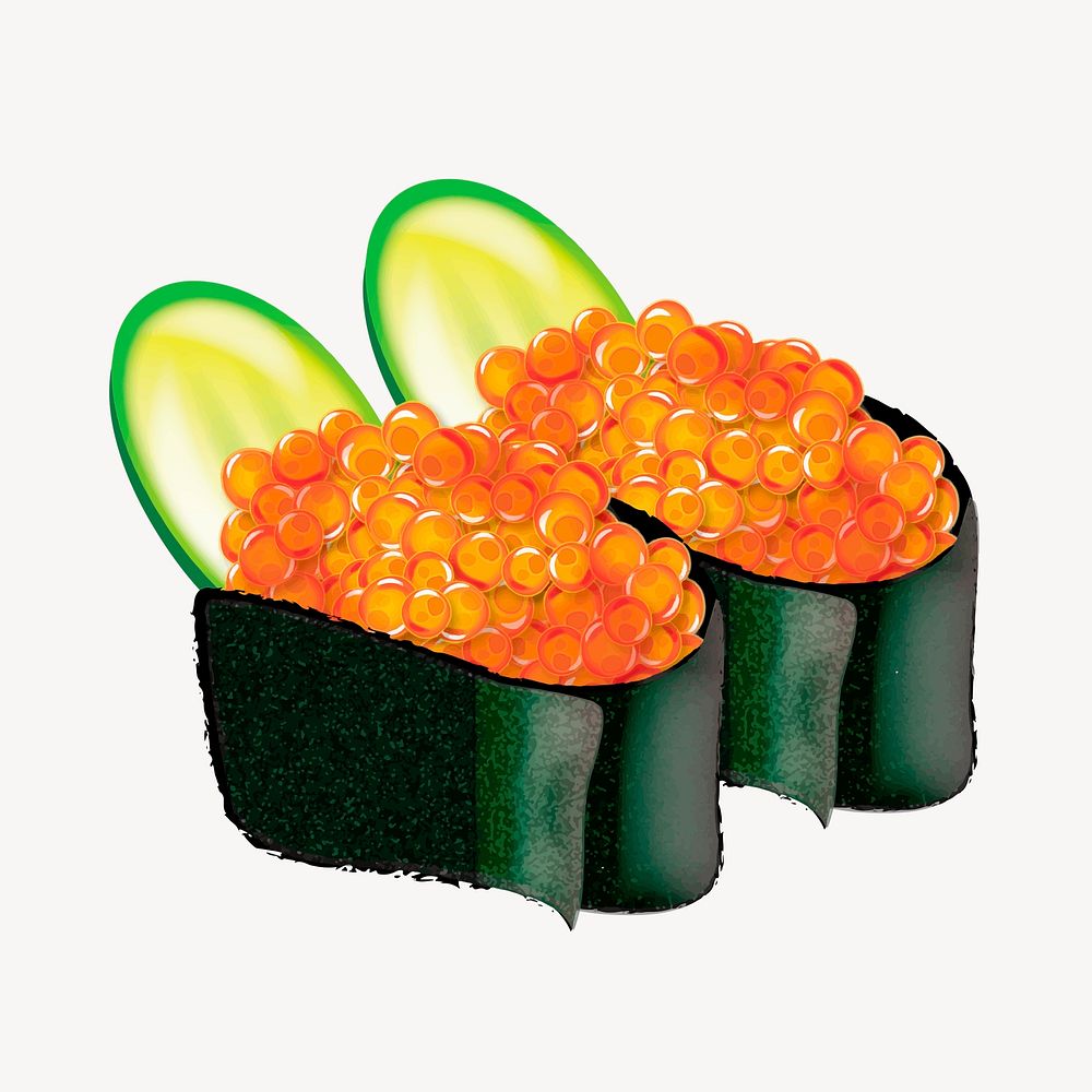 Salmon roe sushi hand drawn, illustration vector. Free public domain CC0 image.