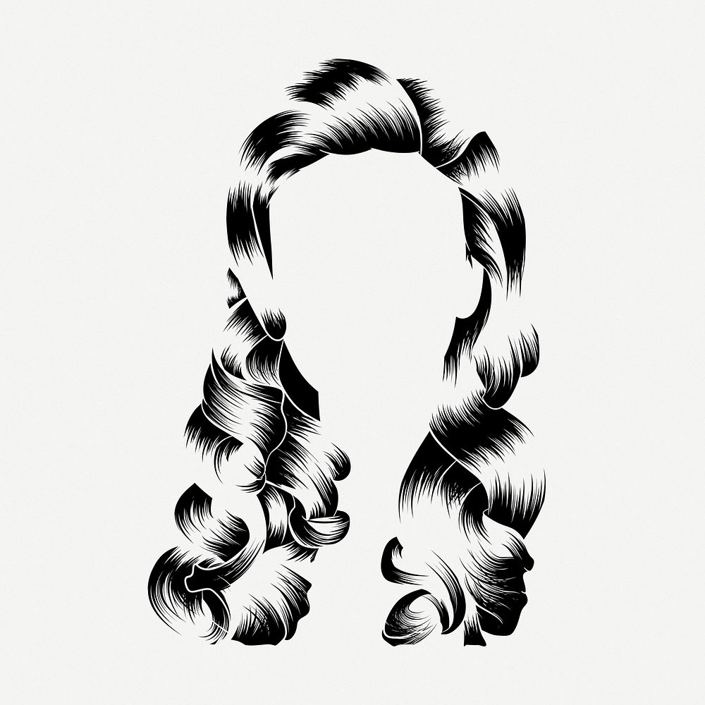 Woman's hair clipart, collage element illustration psd. Free public domain CC0 image.