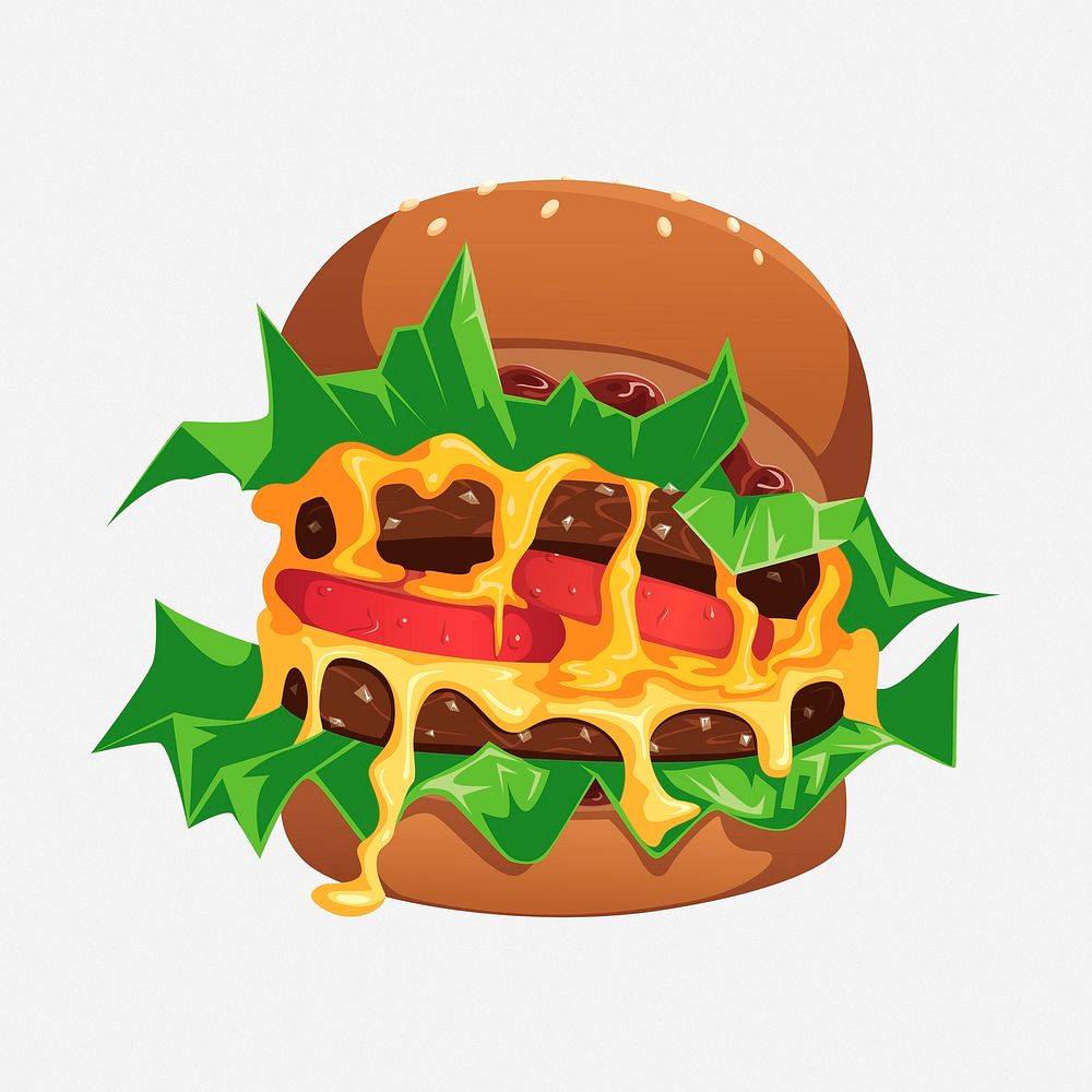 Cheeseburger meal clipart illustration. Free public domain CC0 image.