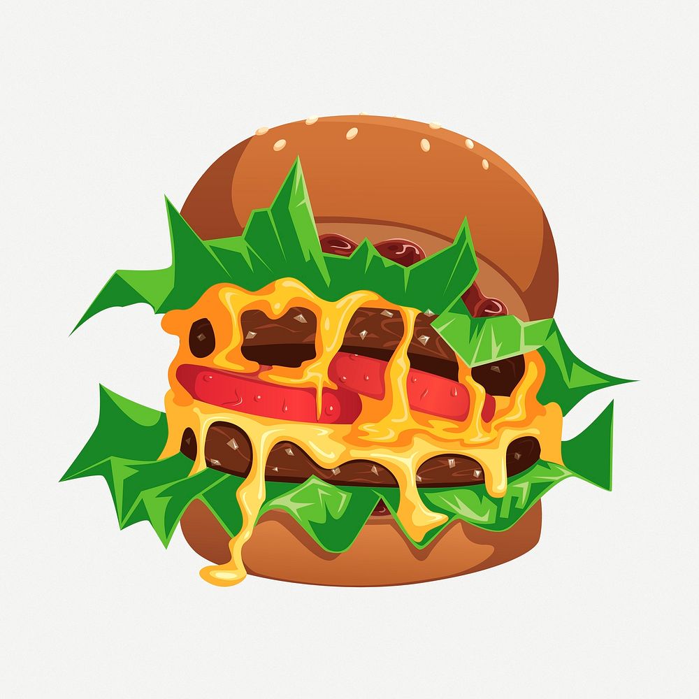 Cheeseburger meal clipart, food collage element illustration psd. Free public domain CC0 image.