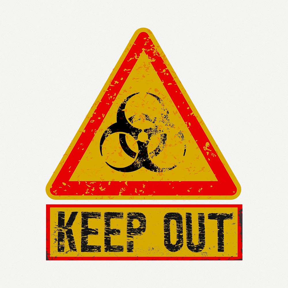 Keep out warning sign clipart, collage element illustration psd. Free public domain CC0 image.
