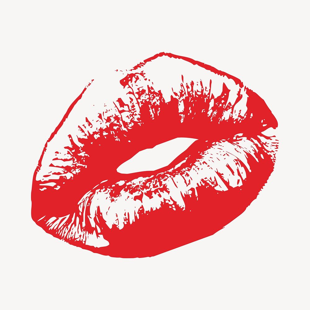 Red lips clipart, illustration vector. Free public domain CC0 image.