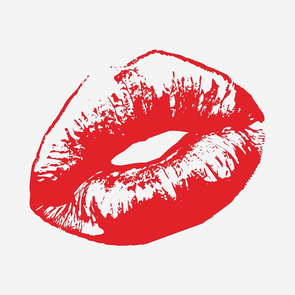 Red lips clipart illustration. Free public domain CC0 image.