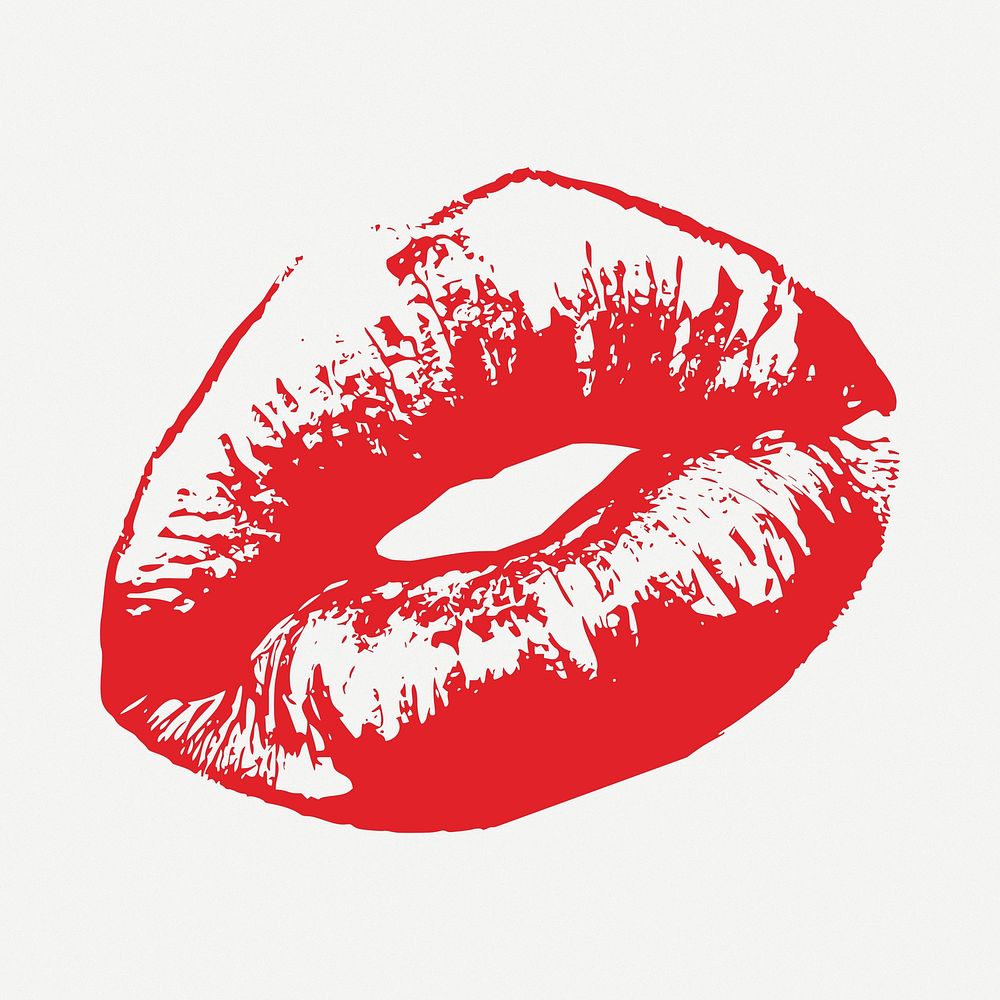 Red lips clipart, collage element illustration psd. Free public domain CC0 image.