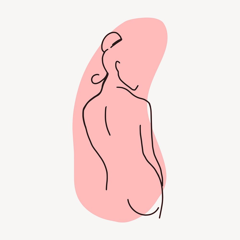 Feminine line art, illustration vector. Free public domain CC0 image.
