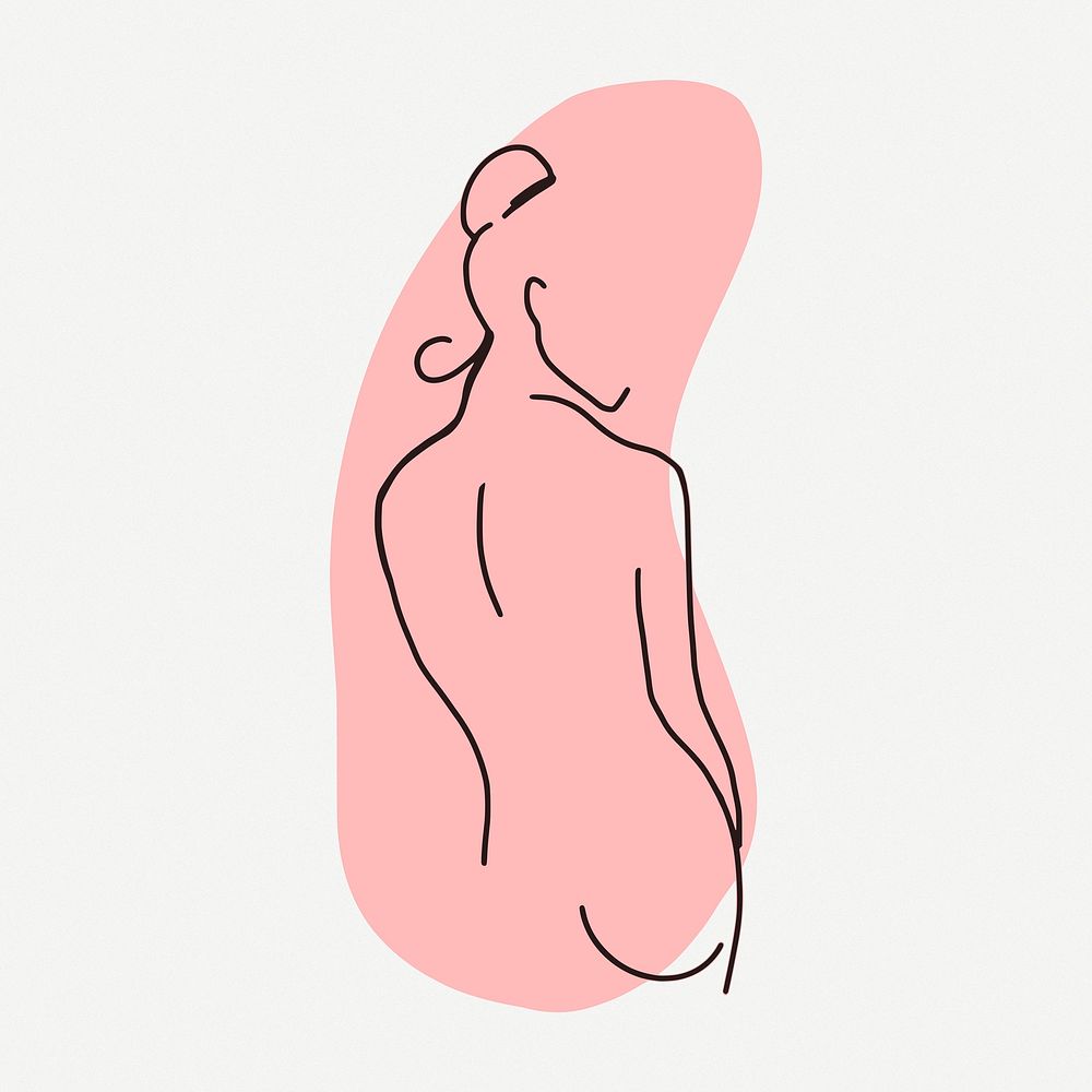 Feminine line art, human illustration psd.