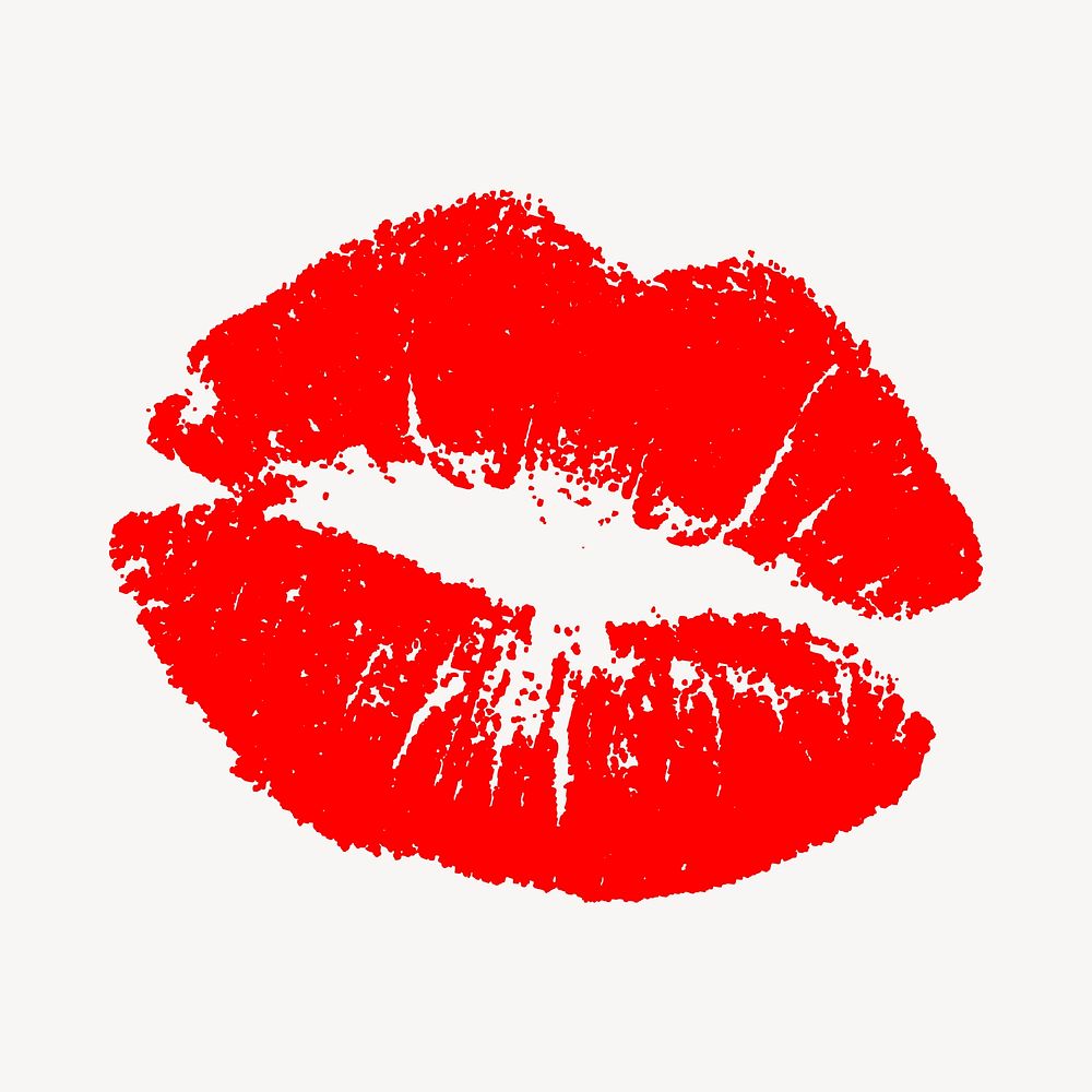 Red lips print clipart, illustration vector. Free public domain CC0 image.
