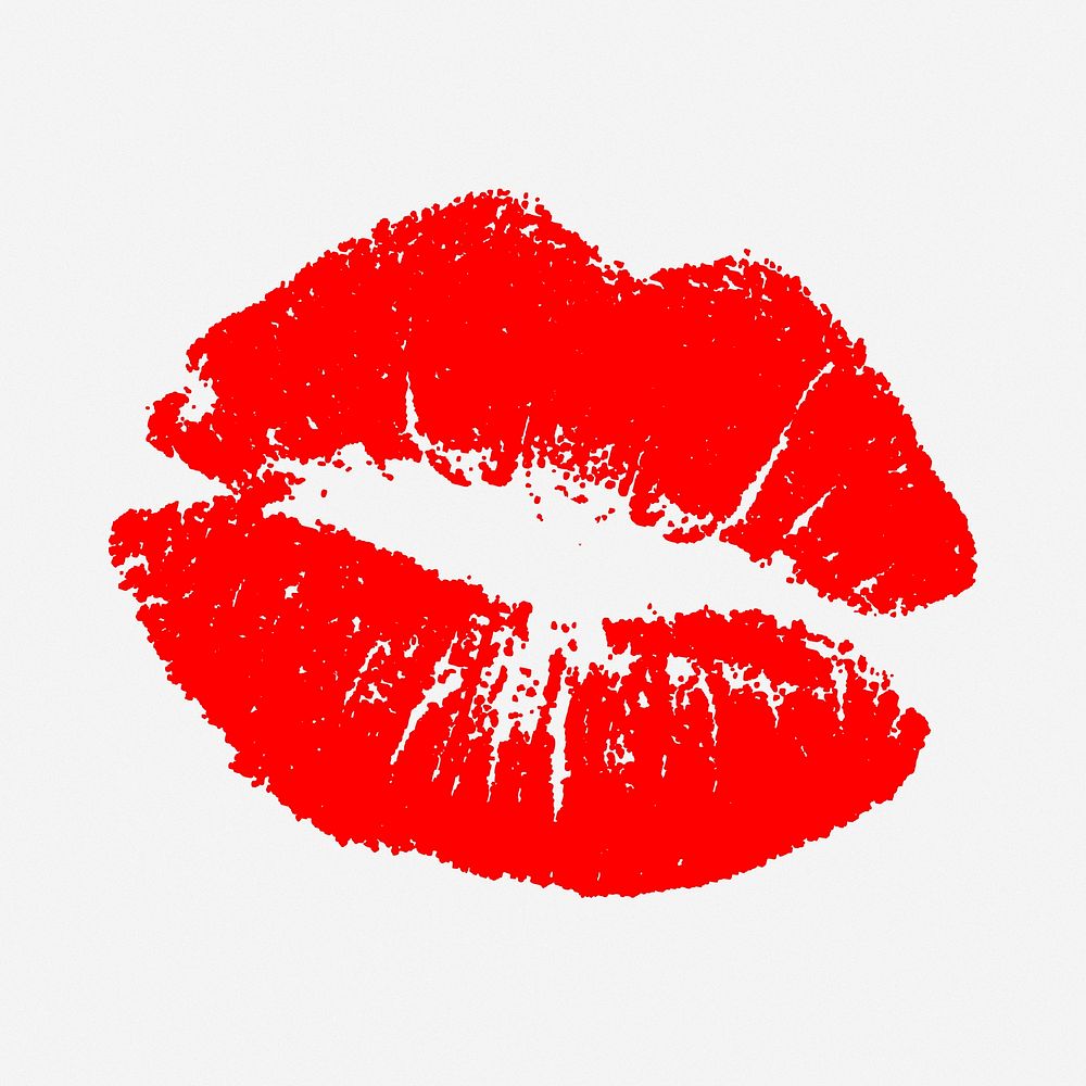 Red lips print clipart illustration. Free public domain CC0 image.