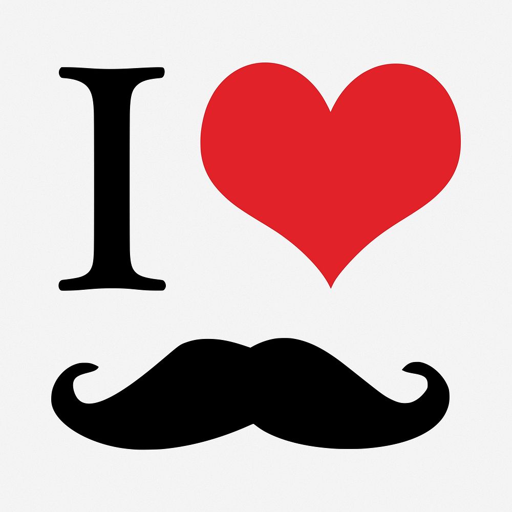 I love mustache clipart illustration. Free public domain CC0 image.