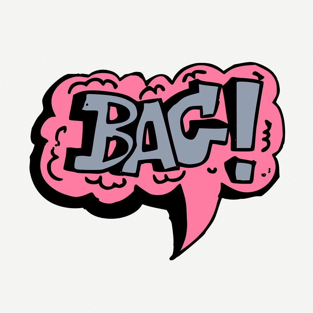 Bag speech bubble word sticker doodle, illustration psd. Free public domain CC0 image.