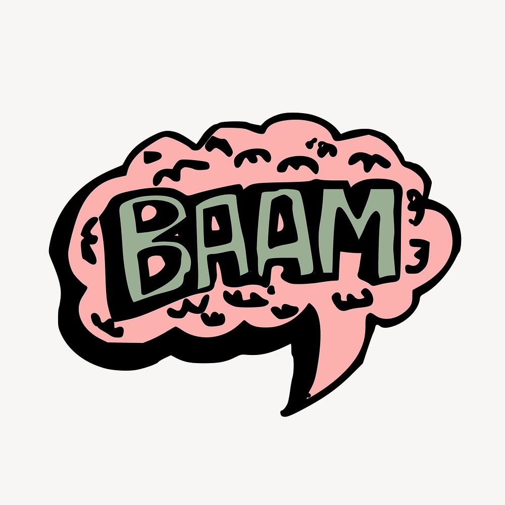 Baam speech bubble word sticker doodle, illustration vector. Free public domain CC0 image.