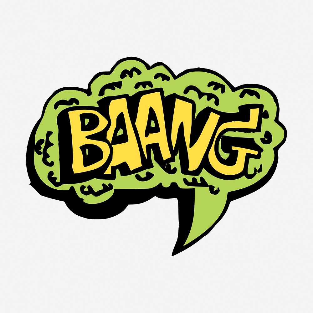 Baang speech bubble word sticker doodle, illustration psd. Free public domain CC0 image.