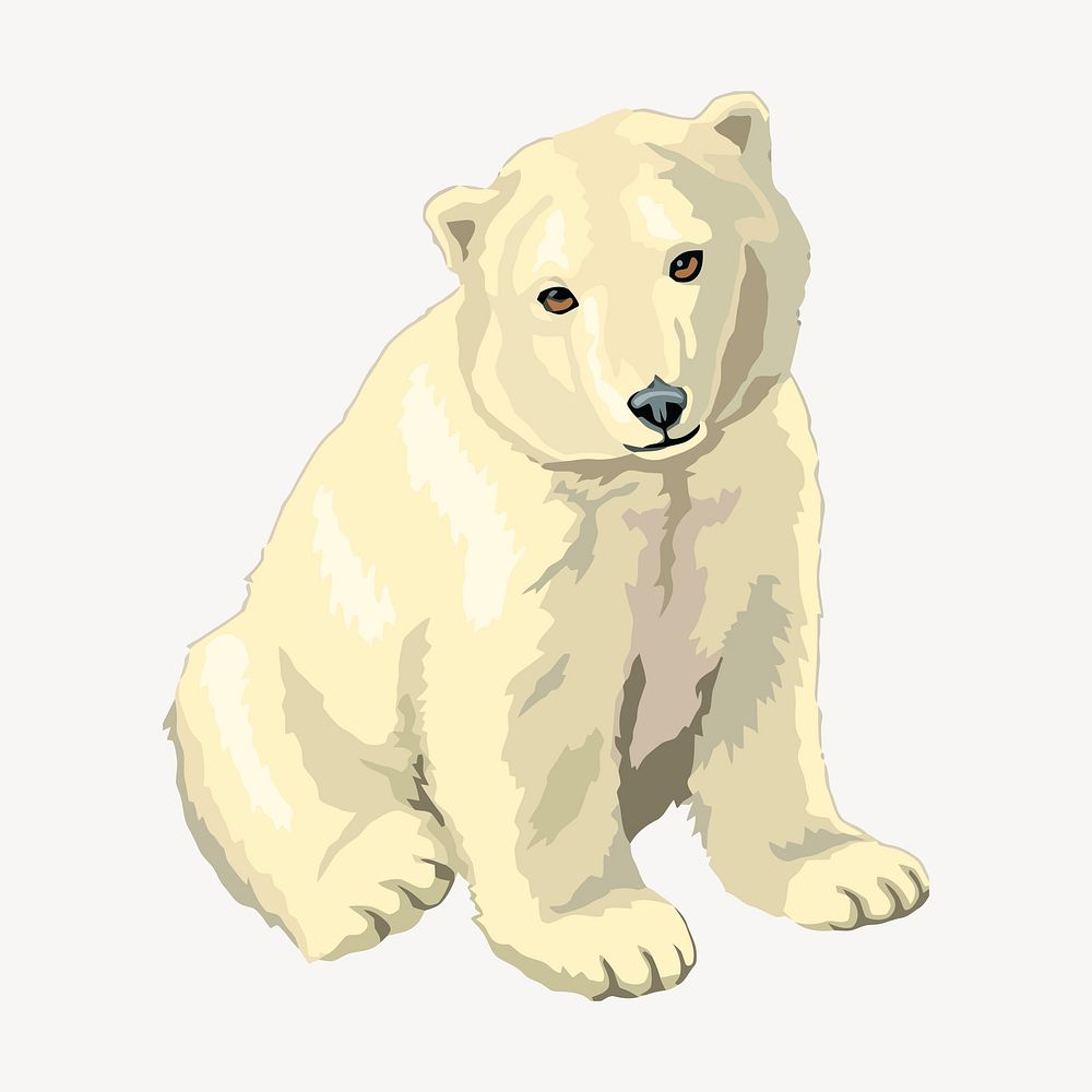 Polar bear baby clipart, wild animal illustration vector. Free public domain CC0 image.