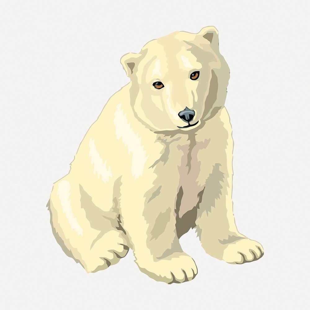 Polar bear baby clipart, wildlife collage element illustration psd. Free public domain CC0 image.