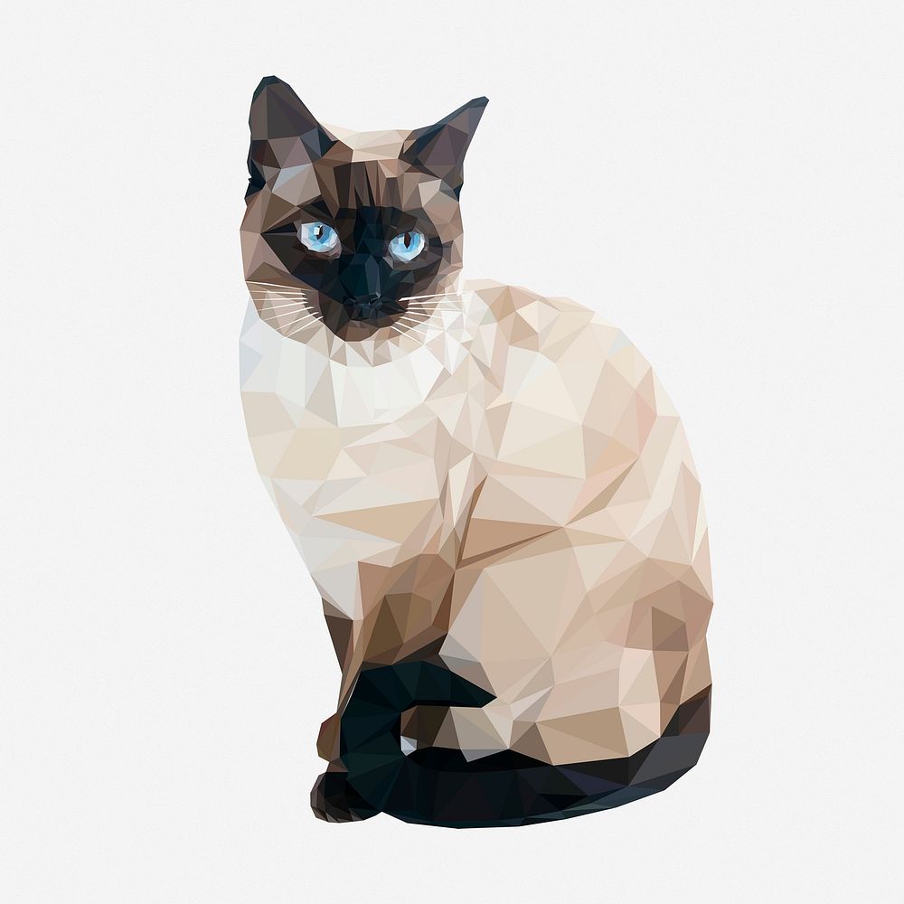 Siamese cat clipart illustration. Free public domain CC0 image.