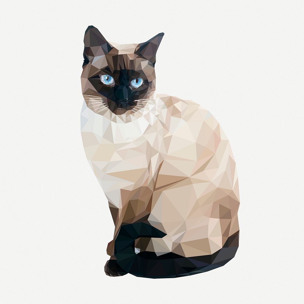 Siamese cat clipart, animal collage element illustration psd. Free public domain CC0 image.