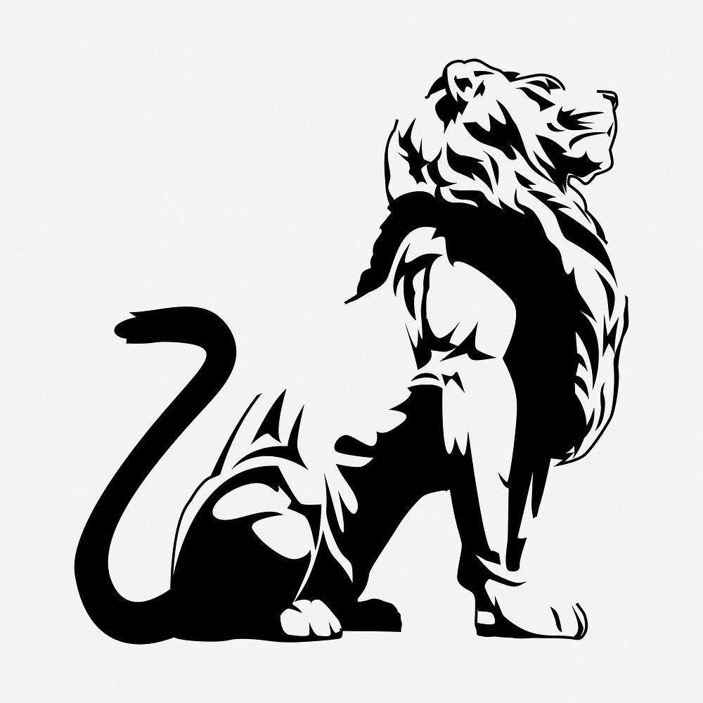 Lion statue clipart illustration. Free public domain CC0 image.