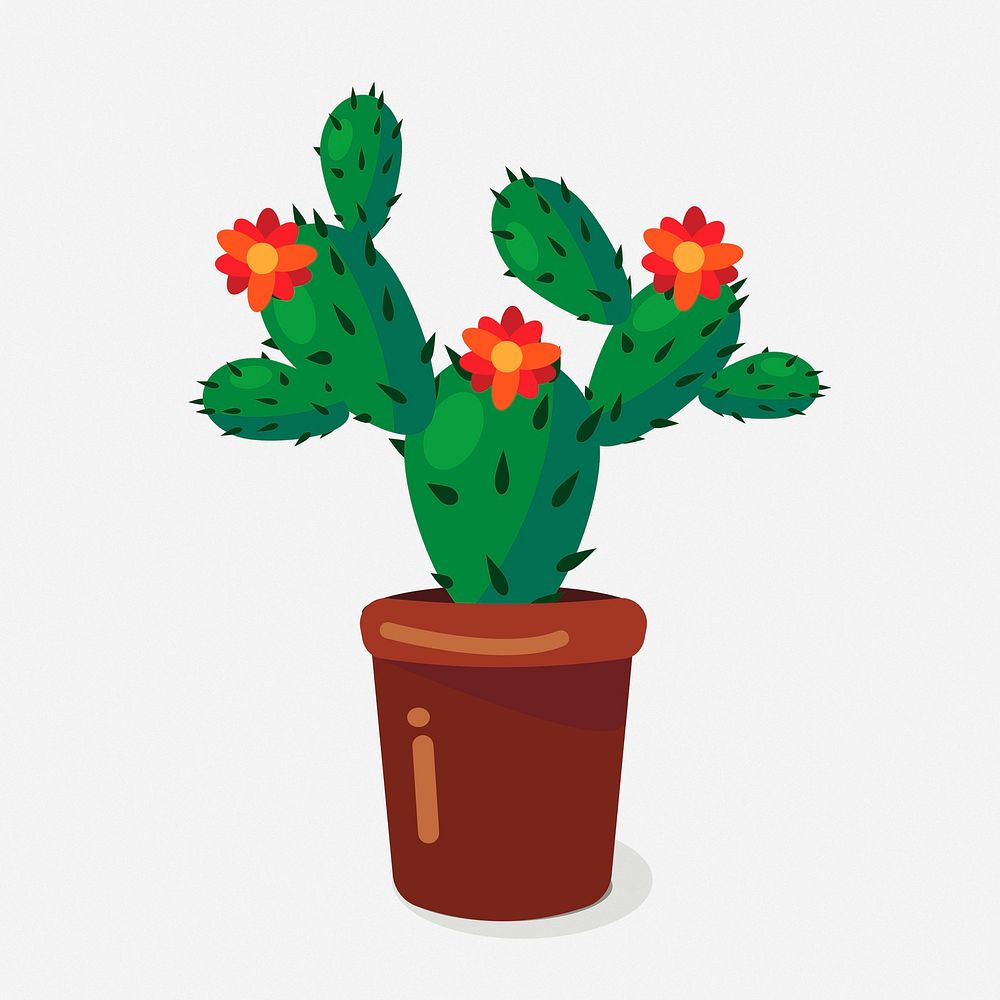 Blooming cactus clipart illustration. Free public domain CC0 image.