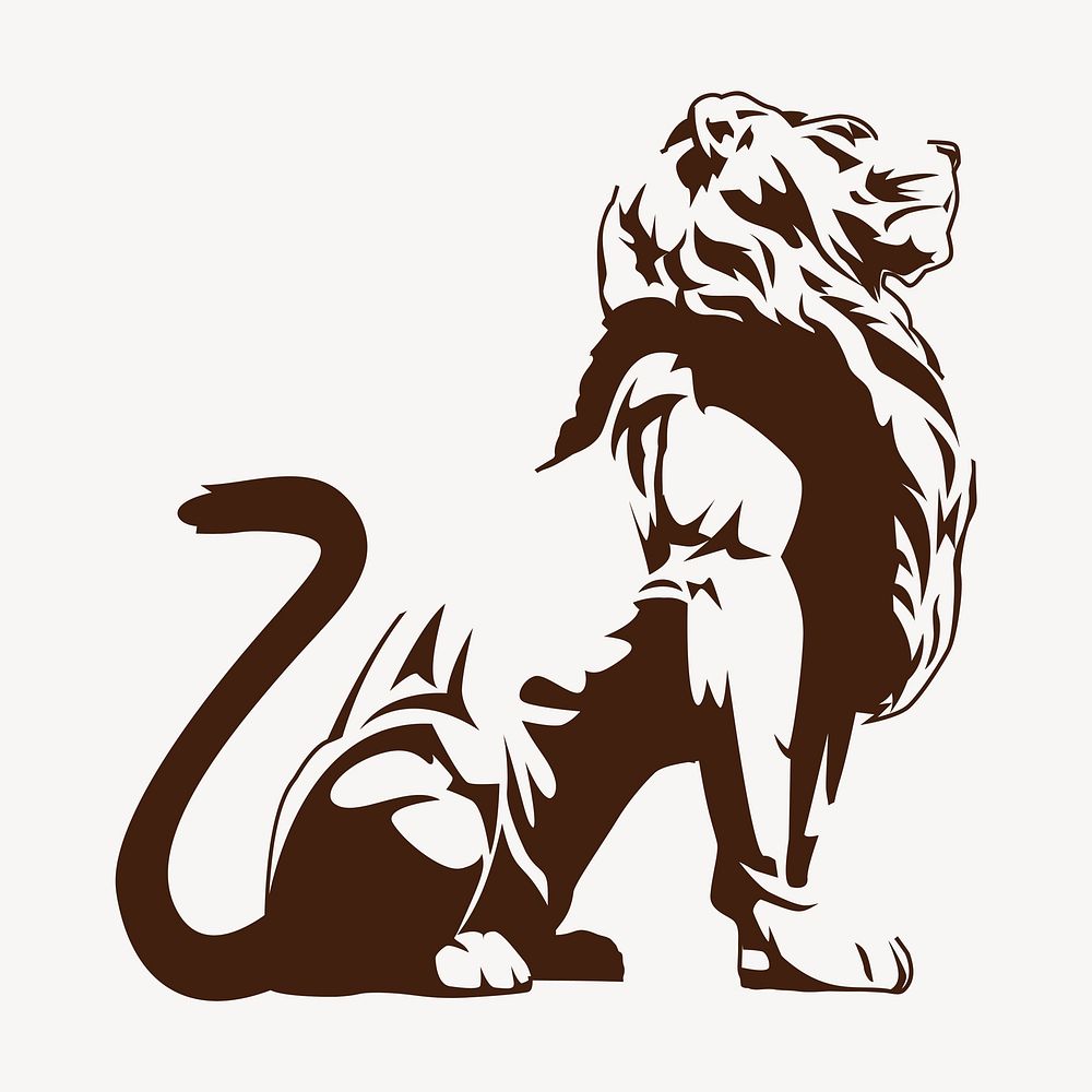 Lion statue clipart, illustration vector. Free public domain CC0 image.