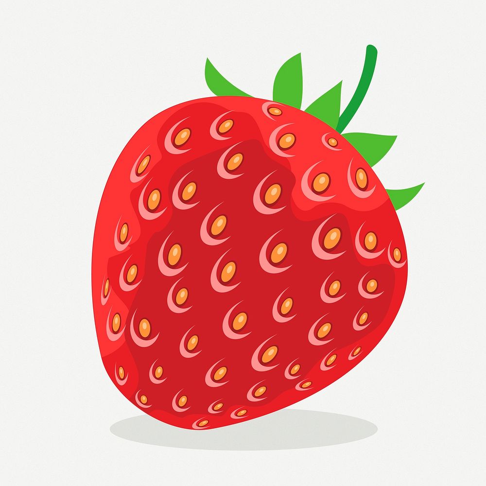 Strawberry fruit clipart, collage element illustration psd. Free public domain CC0 image.