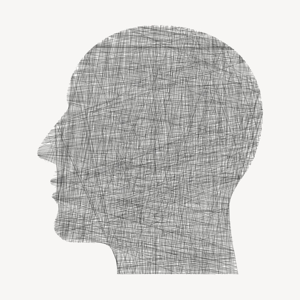 Man in profile line art, illustration vector. Free public domain CC0 image.