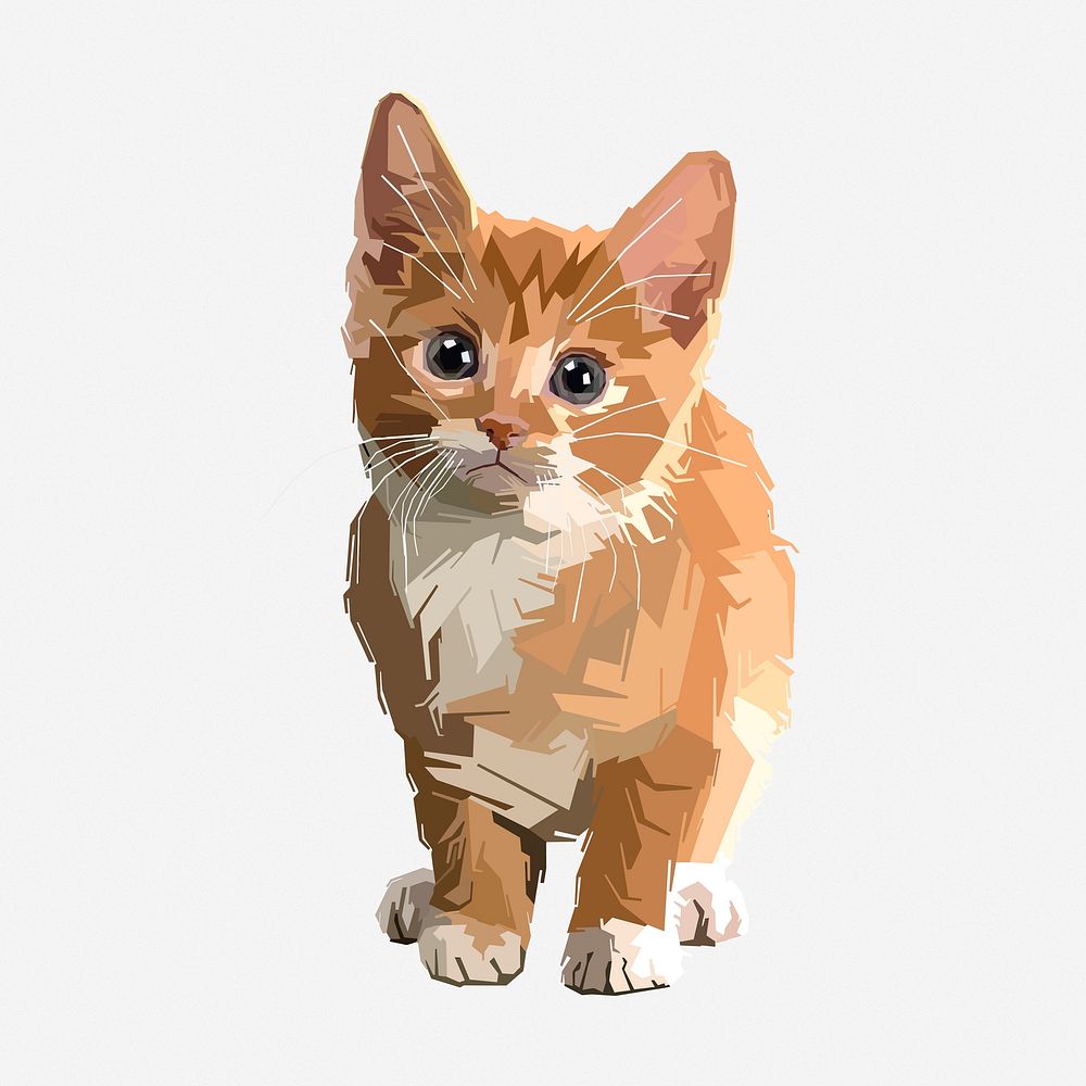 Cute kitten clipart illustration. Free public domain CC0 image.