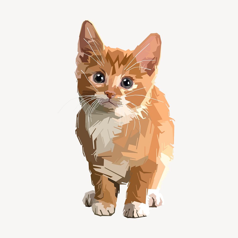 Cute kitten clipart, animal illustration vector. Free public domain CC0 image.