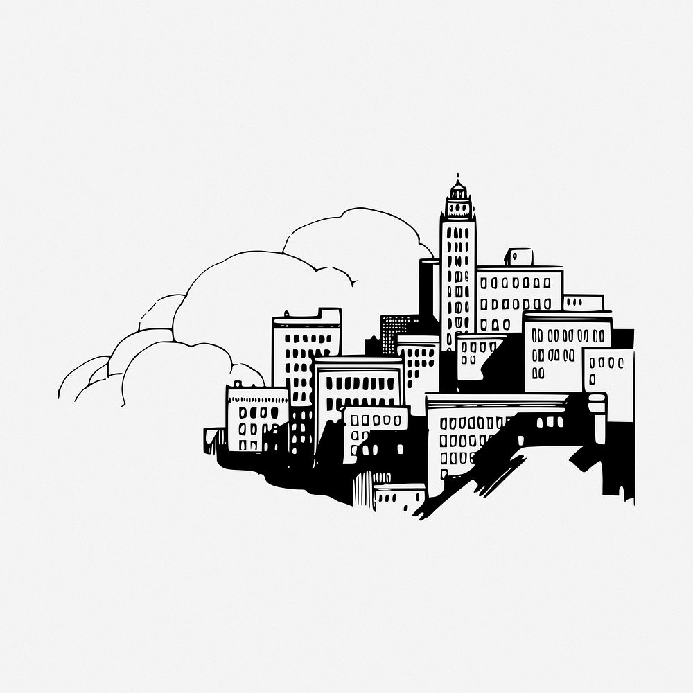 City pollution clipart illustration. Free public domain CC0 image.