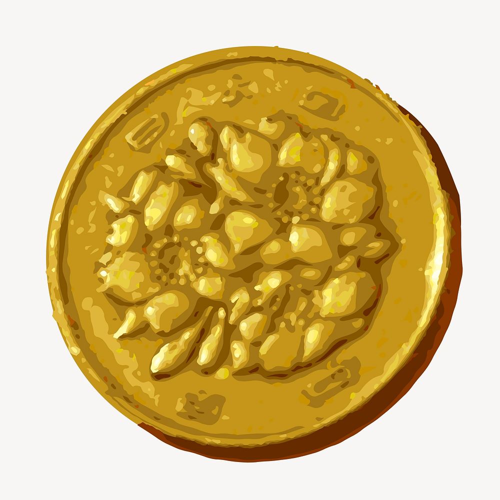 Antique gold coin clipart, illustration vector. Free public domain CC0 image.