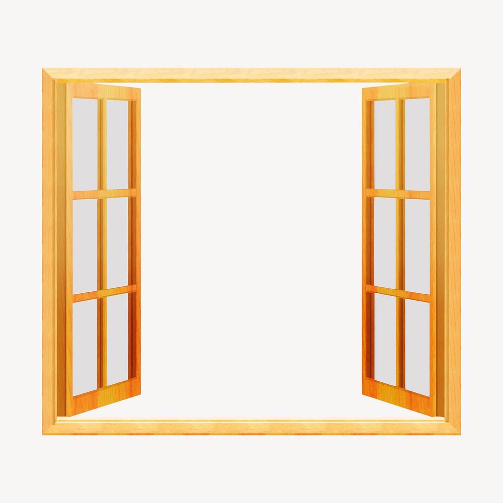 Open window frame clipart, collage element vector. Free public domain CC0 image.
