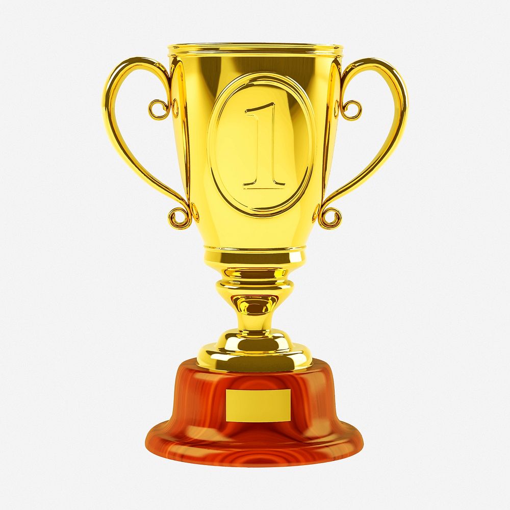 1st prize trophy clipart illustration. Free public domain CC0 image.