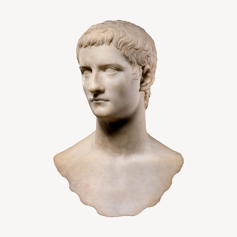 Caligula bust collage element vector. Free public domain CC0 image.