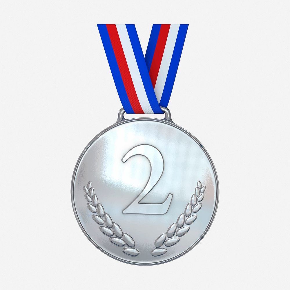 Silver medal clipart illustration. Free public domain CC0 image.