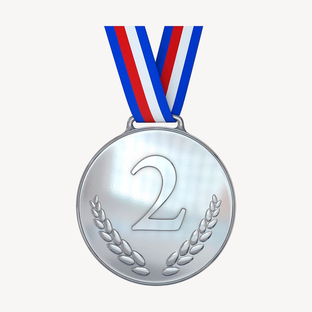 Silver medal clipart, illustration vector. Free public domain CC0 image.
