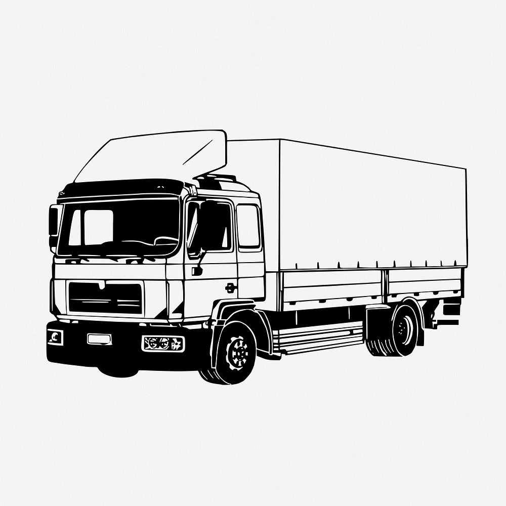 Truck & transportation illustration. Free public domain CC0 image.