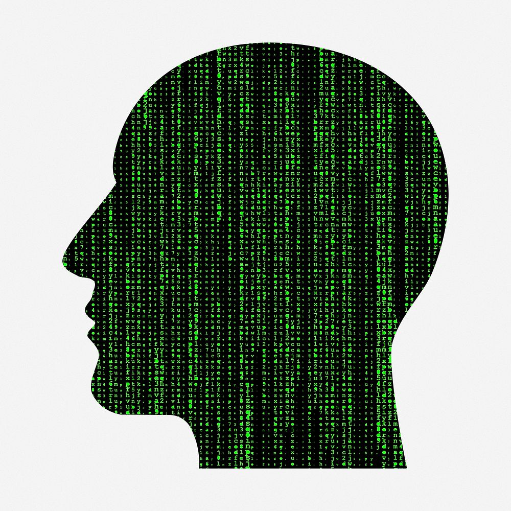 AI matrix head clipart illustration. Free public domain CC0 image.