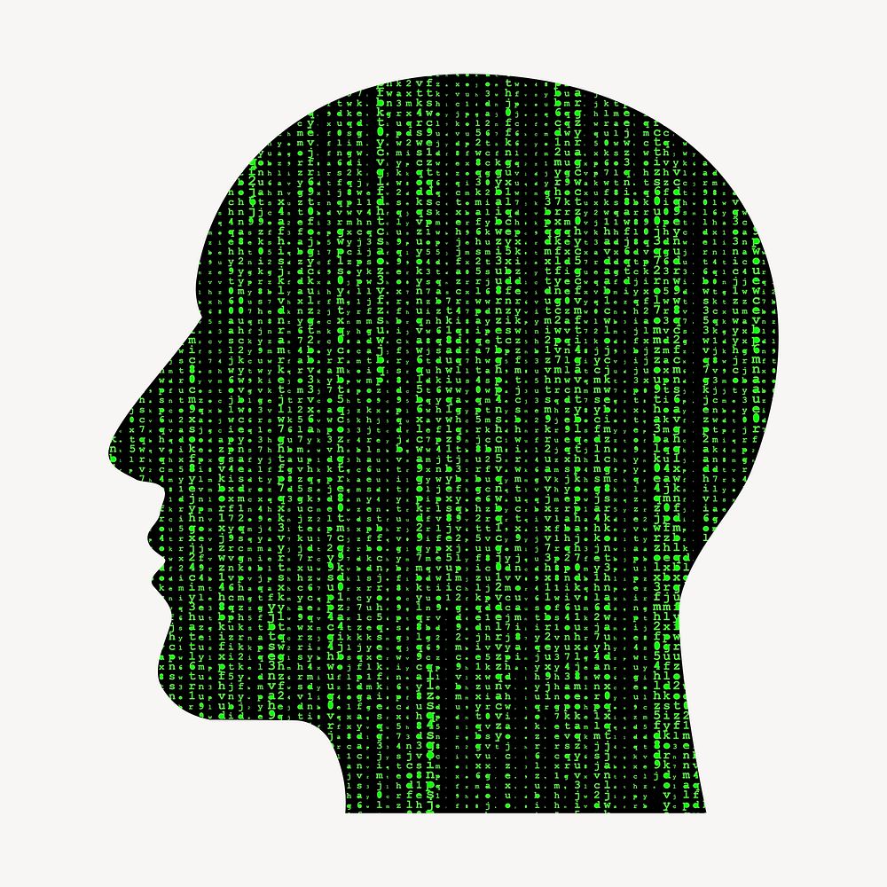 AI matrix head clipart, illustration vector. Free public domain CC0 image.